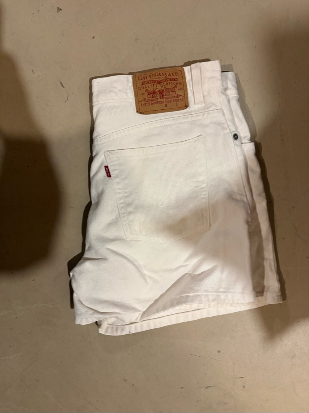 Levi's White Denim Shorts with Signature Tab